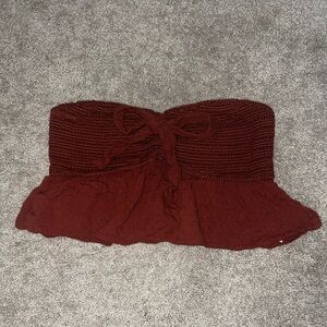 AE Burnt Orange Strapless Top with Bow Detail